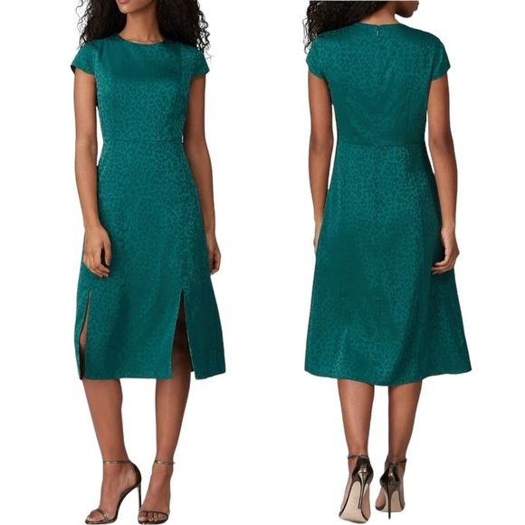 Ted Baker Green Bellana Leopard Dress sz 3 - Picture 2 of 16